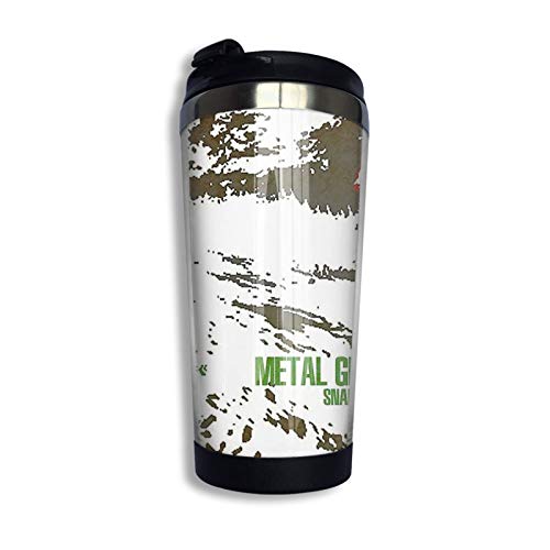 Ahdyr Taza de café de Viaje de Acero Inoxidable, Metal Gear Solid 3 Snake Eater Taza de Viaje Taza de café Vaso Aislado al vacío de Acero Inoxidable 13.5 oz