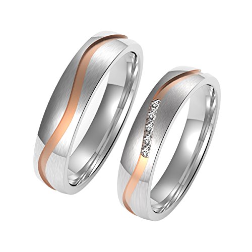 Amtier Anillos Pareja Anillos de Acero Inoxidable para Pareja Anillos de Boda Grabado Anillo para Hombre,Mujer 30mm con Caja de Regalo