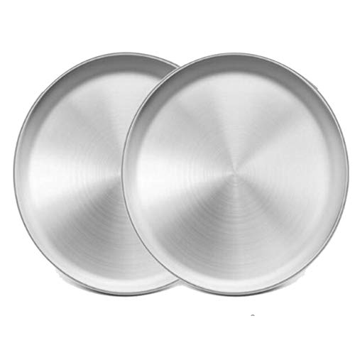 Andifany 2 Piezas SartéN de Pizza de 13,5 Pulgadas, Bandeja de Bandeja de Acero Inoxidable de Pizza, SartéN para Hornear Pizza de Metal Saludable para Horno