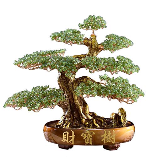 Árbol del dinero bonsai feng shui Dinero árbol Bonsai Fengshui decoración de la gema for la riqueza y la suerte Feng Shui suerte Figurita (verde) y la riqueza espiritual regalo Prosperidad-Home Office