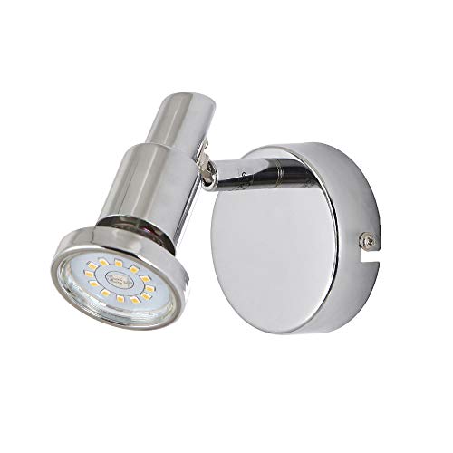 Artpad - Lámpara de techo, níquel mate, montaje en superficie, luz de techo/pared de baño a prueba de agua IP22 con bombilla GU10 de 3W (3000K), giratoria de 340 ° 45 ° hacia arriba ajustable…