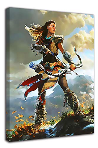 ARYAGO Horizon Zero Dawn - Decoración de pared para cuarto de baño (61 x 91 cm), diseño de videojuegos, ideal para decoración de pared de dormitorio Aloy, estirado y listo para colgar