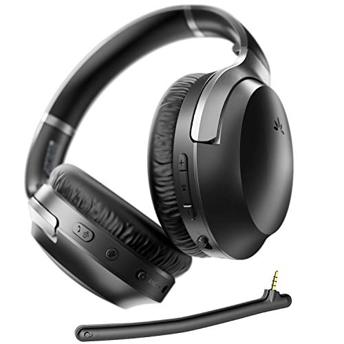 Avantree Aria Pro aptX-HD 24 Bits Hi-Fi Auriculares Bluetooth 5.0 de Cancelación Activa de Ruido, Diadema Inalámbricos ANC con Micrófono Boom para Llamadas Telefónicas Claras, Baja Latencia para TV PC