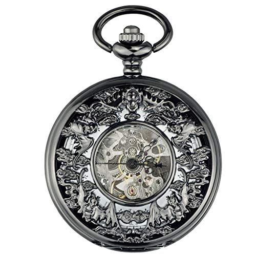 Bat Reloj de Bolsillo Hueco, Reloj de Bolsillo de la Vendimia Estudiante Tabla Colgante Flip-Vieja mecánica automática for conmemorar la Tabla Antigua Mesa. (Color : 1)