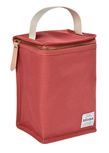 BÉABA Bolsa Isotérmica para Comida de Bebé Gran Capacidad Compartimento para Biberones Funda Therma para comida Infantil Plegable Material Suave e Impermeable Terracota