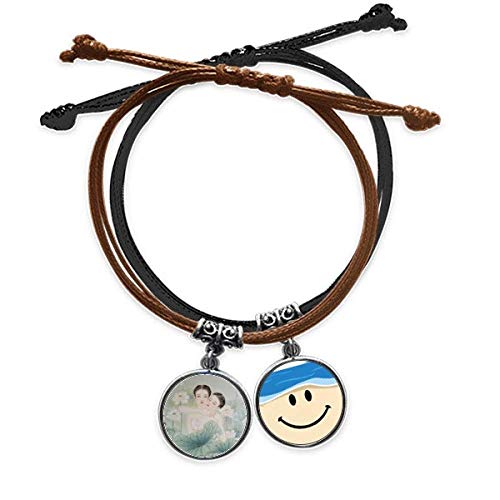 Belleza con loto chino estilo acuarela pulsera cuerda cuerda cuerda cuerda muñeca cara sonriente pulsera