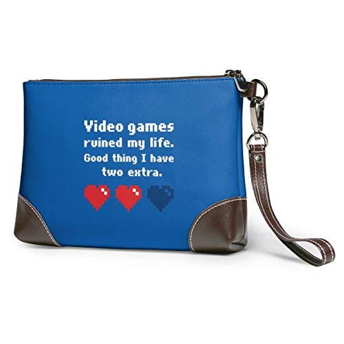 BFDX Videojuegos Corazón Pintura Cuero Wristlet Clutch Monederos Bolso Crossbody Clutch Wallet Bolsos para Mujeres