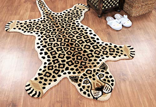 Blackamoor Rugs Alfombra de Lana 100% Tejida a Mano con Forma de Piel de Leopardo de 3 x 5 pies