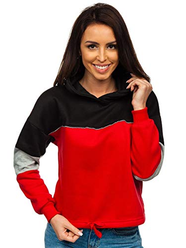 BOLF Mujer Sudadera Cerrada con Capucha Plulóver de Algodón Jersey Blusa Suéter Hoodie Estilo Deportivo J.Style KSW2017 Rojo XL [A1A]