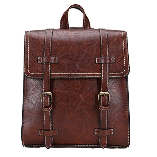 Bolsos Happy-L Nueva Locomotora de Cuero de la PU Plisada de Moda Bolsa Cuadrada Personalidad Retro Mochila de Gran Capacidad (Color : Coffee Color, Size : 30 * 60 * 33cm)