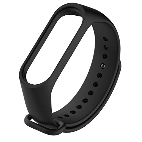 Busirde Correa de Repuesto para Xiaomi MI 3 TPU Pulsera de la Correa de muñeca Inteligente Sustituir Accesorios Negro para Xiaomi Mi Band 3