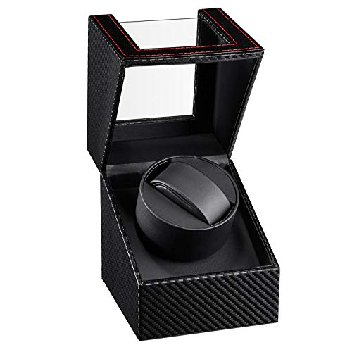 Caja Relojes Automaticos Watch Winder Enrollador De Reloj Automático Individual De Cuero, Caja De Almacenamiento De Exhibición De Joyería, Soporte De Caja, Agitador De Motor, Batería De Movimiento-Esc