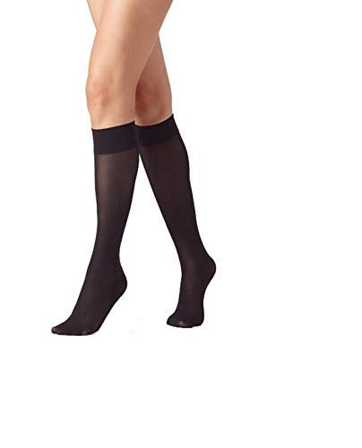 CALZIFICIO PM MADE IN ITALY Kit 10 pares de Medias Hasta la Rodilla Mujer 20 denier, Medias hasta la rodilla mujer den 20, Calcetines Hasta la Rodilla x10. Colores: Negro o Avellana (Negro)