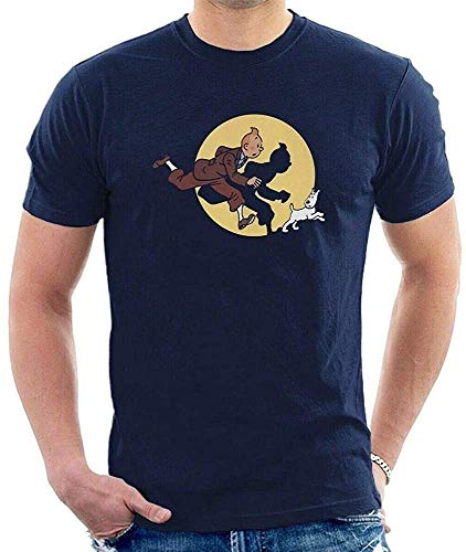 Camiseta de hombre Las aventuras de Tintin Snowy Toon completo Negro Negro M