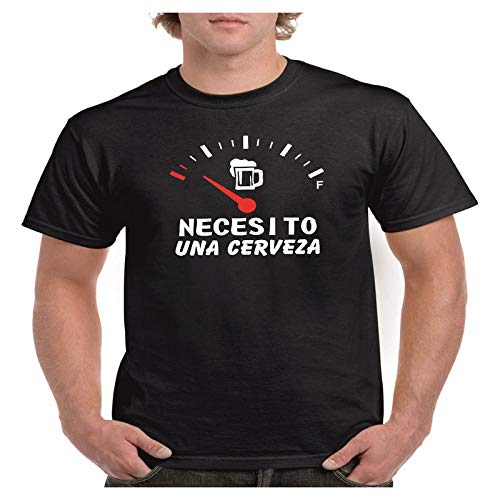 Camisetas Divertidas Necesito una Cerveza - para Hombre Camisetas Talla XL Color Negro