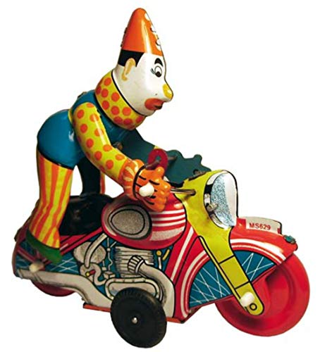 CAPRILO Juguete Decorativo de Hojalata Moto Payaso Vehículos de Cuerda. Juguetes y Juegos de Colección. Regalos Originales. Decoración Clásica.