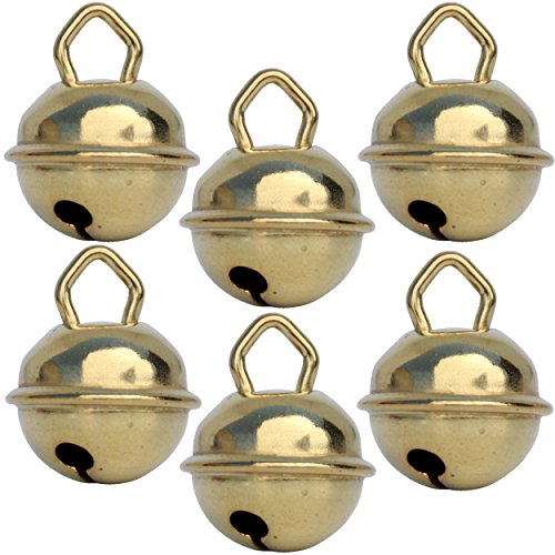 Cascabeles Dorados Pequeños (15mm x6 Campanillas Oro Musicales Sonoros) - 16 Colores de MUSIKID (Bebe Niños) Para Manualidades Navidad Boda Sonajeros Muñeca Perros Pesca Carnaval Gato Llavero