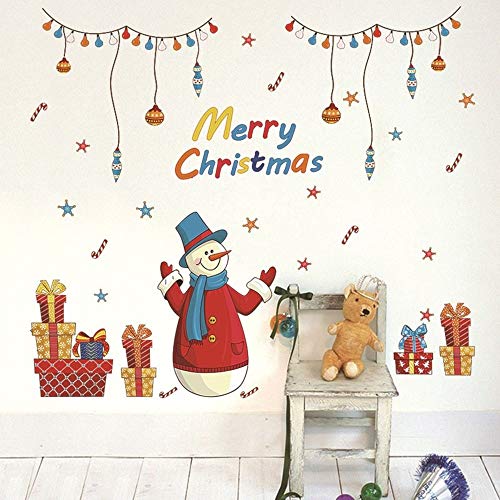 CHEJHUA Adhesivos de Pared de Vinilo Decorativo Ventana de Cristal -3pcs / Lot del muñeco de Nieve de Navidad Año Nuevo Comercio al por Mayor Puede ser eliminado Duende (Color : A, Size : 60 * 90cm)