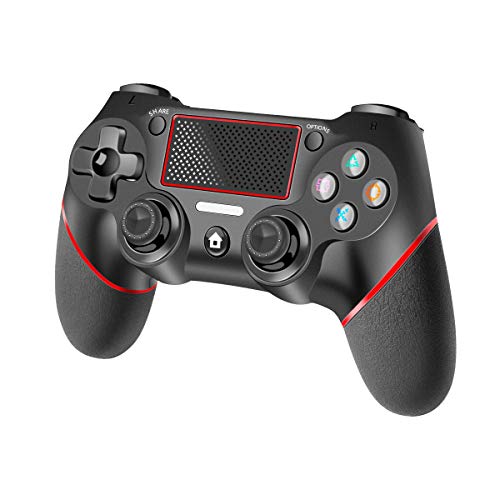 CHEREEKI Mando para PS4, Mando Inalámbrico PS4 con Vibración Doble 6-Axis Touch Pad, Controlador PS4 Inalambricos para PS4/Pro/Slim (Rojo)
