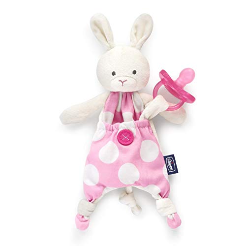 Chicco Pocket Friend - Guarda chupetes de peluche con bolsillo, rosa