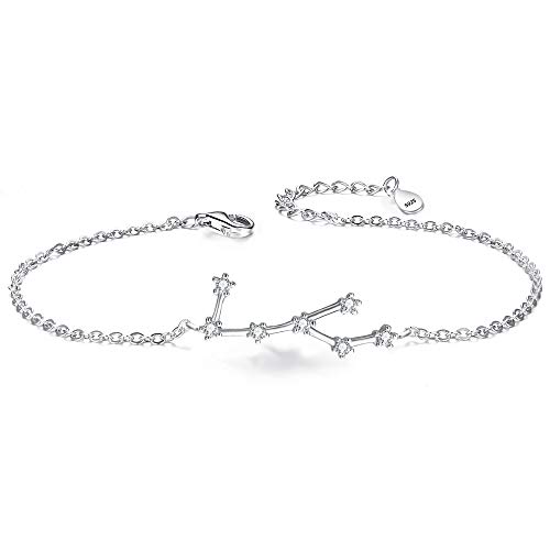 Clearine Mujer 925 Plata Zircón Horóscopo Zodíaco 12 Constelación Astrología Personalidad Pulsera Joyas Fantasia"Virgo"