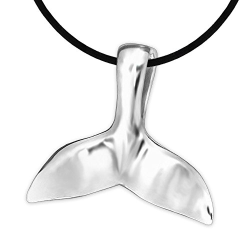 CLEVER SCHMUCK - Colgante de aleta de ballena, 20 x 17 mm, acabado brillante, plata 925, cordón negro