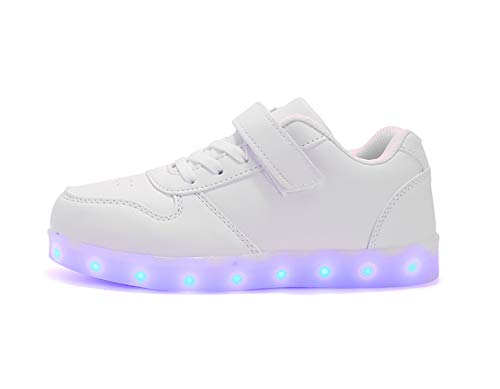 Cliont Zapatillas 7 Colors USB Carga LED Luz Luminosas Flash Zapatos de Deporte para Mujeres Blanco para Niños Adolescentes Niñas Adolescentes