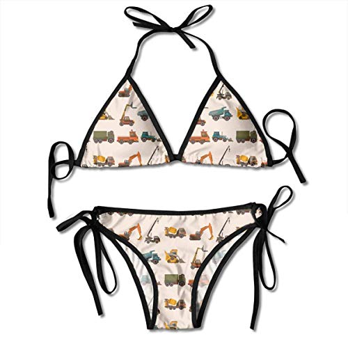 Conjunto de Bikini de Mujer Conjunto de Dibujos Animados de camión Traje de baño Ajustable de Dos Piezas