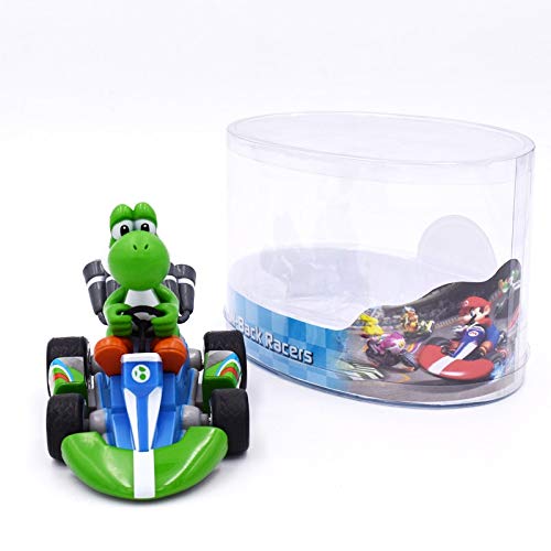 Decoración hogareña Super Mario Bros Figuras 13 cm Japón Anime Luigi Dinosaurios Donkey Kong Bowser Kart Pull Back Coche PVC Figma Juguetes Calientes for niños (Color : Green Yoshi)