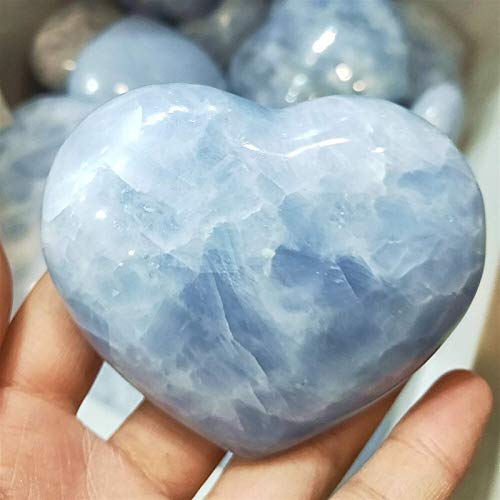 Decoraciones Familiares Corazón de Cristal Natural Hecho a Mano Celestita Cuarzo Piedras Preciosas Chakra Piedra Corazones Equilibrio Colector Cristales Reiki (Size : 260g)