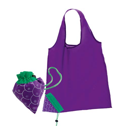 DISOK - Lote de 20 Bolsas Plegable UVA. Bolsas de la Compra con Forma de Fruta, Ideales para Bodas, bautizos, comuniones, Eventos, Fiestas.