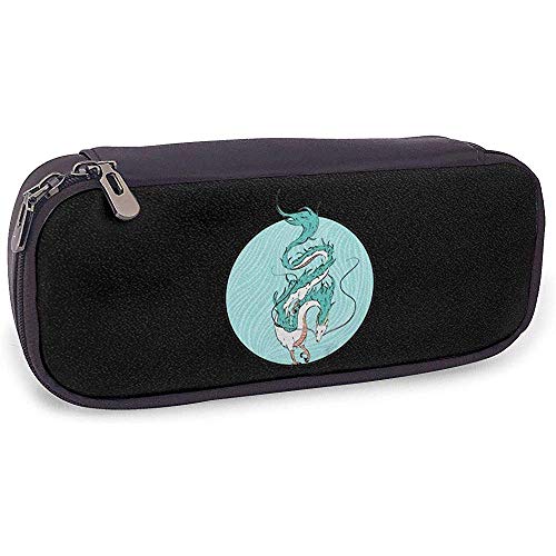 Divertido Estuche De Lápices De Cuero Dragon Spirited Away Para Niñas Negro