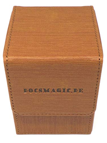 docsmagic.de Premium Magnetic Flip Box (100) Gold + Deck Divider - MTG - PKM - YGO - Caja Oro