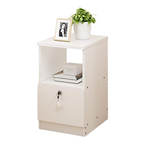 Dormitorio Mesita de luz del hogar Conjunto de Bloqueo con la Caja de almacenaje pequeño Estrecho de Noche Mini Estudio del Corredor Locker Ultra FANJIANI (Color : White, Size : 20X39X50cm)