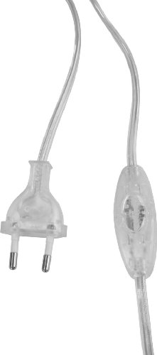 Electraline 70529 - Enchufe con cable e interruptor (1,5 m), transparente