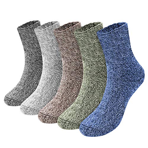 Emooqi Calcetines Para Hombre, 5 pares calcetines algodon hombre/Calcetines hasta la pantorrilla para hombre súper cálidos y suaves y cómodos