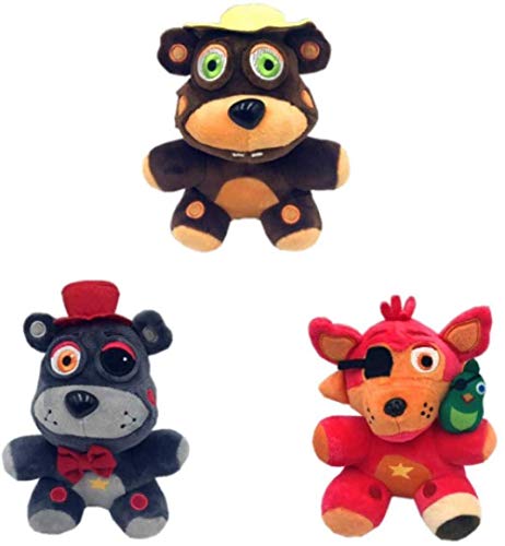 EREL 3 unids/Lote FNAF Peluche de Peluche Muñeca Cinco Noche en Freddy Peluche Muñeca S Oso Conejo Juego Relleno Suave Juguetes de Navidad para niños Dedu