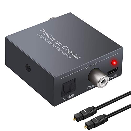 eSynic Convertidor de Audio Digital Bidireccional SPDIF Óptico Toslink a Coaxial Conmutador Bidireccional Coaxial a Conmutador Óptico SPDIF Coax para PS4 Reproductor BLU-Ray BR Apple TV DVD SoundBar