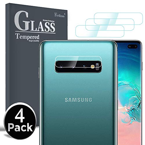 Ferilinso Cristal Templado de Lente de cámara para Samsung Galaxy S10 / Galaxy S10 Plus,[4 Pack][Edición Mejorada] Protector de Pantalla de Cristal Templado para la Parte Trasera de Pantalla