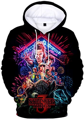 FLYCHEN Sudadera Stranger Things 3 New Season para Niñas 3D Impreso Digital Select Your Character Portrait de Manga Larga Pullover - Grupo 3664 - XXS