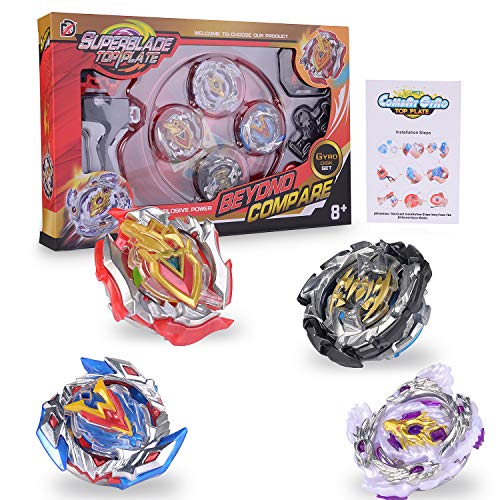 FORMIZON Gyro Burst Peonzas, 4 Pcs Conjuntos de Metal de Gyro Spinning Fusión 4D, Conjuntos de Metal de Gyro Spinning Fusión, Regalo para Niños