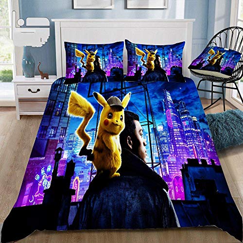 FTBDWOSJ® 3 Piezas Microfibra Muy Suave Transpirable Juego De Funda Nórdica 200 X 200 Cm Elfo Animal De Dibujos Animados Cremallera Oculta Juego De Ropa De Cama 3D Y 2 Funda De Almohada 50X75 Cm