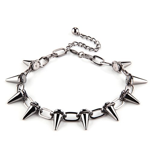 Gleader Collar Cadena Metal Eslabones Remaches Pincho Punk Moda