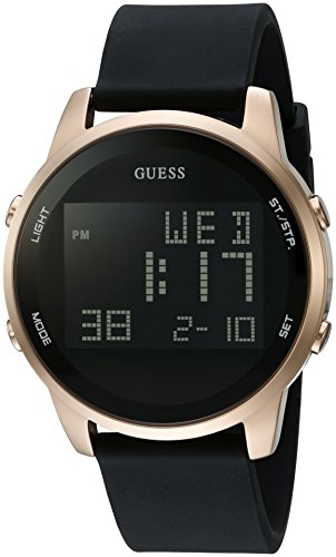 GUESS Men's Quartz Metal and Silicone Casual Watch, Color:Black (Model: U0787G1)