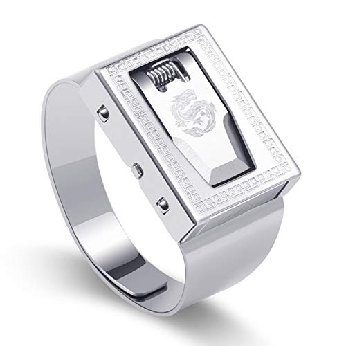 GYFY Elegante Anillo multifunción de Seguridad innovadora joyería Alternativa de Moda Anillo de Acero geométrico,Platinumgold