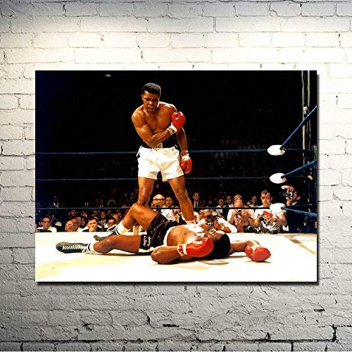 gzzgzz Pintura al óleo de Lienzo sin Marco 50x75cm Haji Boxer Champion Boxer Art Silk Telas Impresión de póster Imagen Deportiva para la decoración del Dormitorio