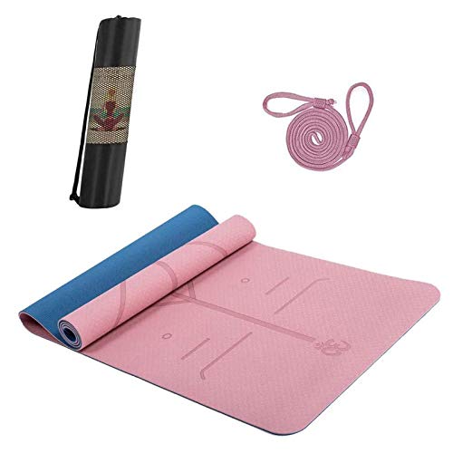 Hatonky Esterilla Yoga Antideslizante Alfombrilla de Yoga TPE Esterilla Pilates Esterilla Deporte- con Correa de Hombro y Bolsa 183cm x 61cm x 0.6cm