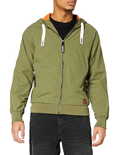 HIKARO Chaqueta con Cremallera y Capucha Hombre, Verde (Khaki), 48 (Talla del fabricante: Small)