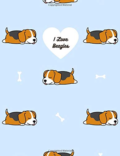 I LOVE BEAGLES Full-Size 8.5x11-Inch Notebook: Cover Features Cartoon Print of Sleeping Puppy Dogs (Novelty Themed Notebooks)