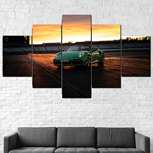 IMXBTQA Cuadro En Lienzo, Imagen Impresión, Pintura Decoración, Cuadro Moderno En Lienzo 5 Piezas XXL,125X60Cm,Porsch 911 Turbo Cabriolet Murales Pared Hogar Decor